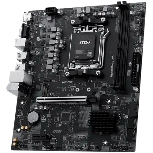 MSI PRO B850M-E EVO, mATX, Socket AM5, 2x DDR5 Dual Channel up to 8200(OC)MHz, 1x PCIe x16 slot, 1x M.2 slot, 4x USB 5Gbps, 2x USB 2.0, HDMI, VGA, 7.1 HD Audio, 2.5G LAN, 3Y - image 2