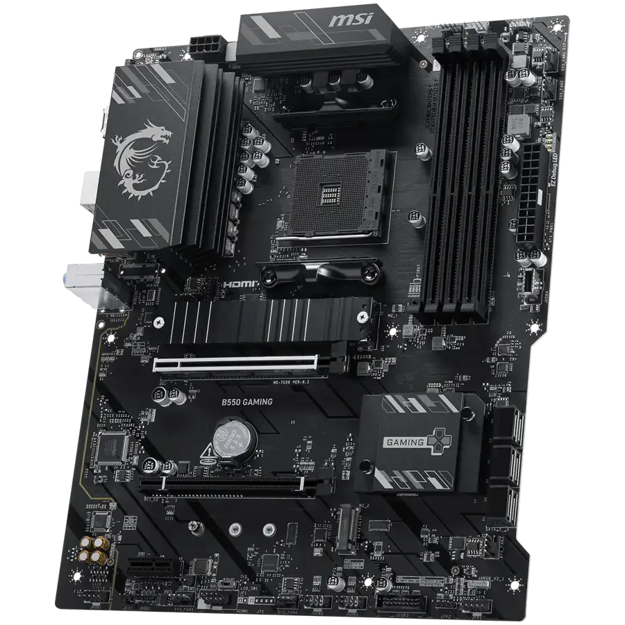 MSI B550 GAMING, ATX, Socket AM4, 4x DDR4 Dual Channel up to 4866+(OC)MHz, 2x PCIe x16 slots, 2x M.2 slots, 2x USB 3.2 Gen 2 (1x Type-C), 2x USB 3.2 Gen 1, 4x USB 2.0, 1x HDMI, 1x DP, 1G LAN, 7.1 HD Audio, 3Y - image 2