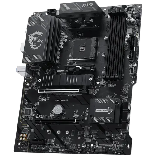 MSI B550 GAMING, ATX, Socket AM4, 4x DDR4 Dual Channel up to 4866+(OC)MHz, 2x PCIe x16 slots, 2x M.2 slots, 2x USB 3.2 Gen 2 (1x Type-C), 2x USB 3.2 Gen 1, 4x USB 2.0, 1x HDMI, 1x DP, 1G LAN, 7.1 HD Audio, 3Y - image 2