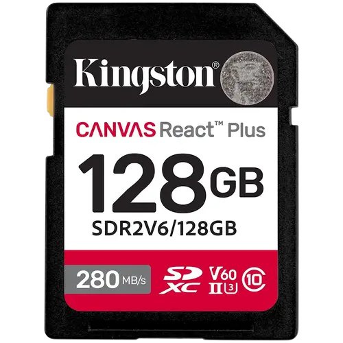 Kingston 128GB SDXC Canvas React Plus SDXC UHS-II 280R/100W U3 V60