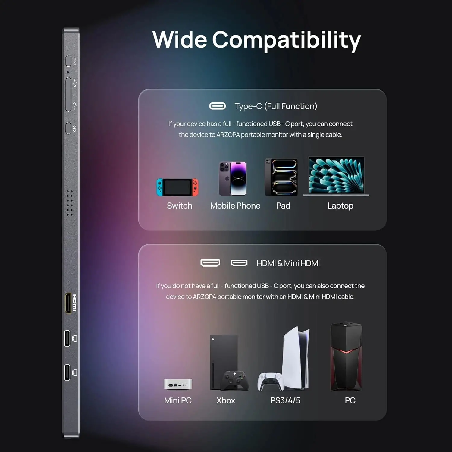 Arzopa преносим монитор Portable Monitor - Z3FC with Sleeve Bag - 16.1", 180Hz, IPS - image 1