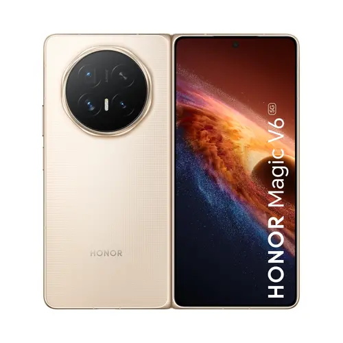 Мобилен телефон, Honor Magic V6 Foldable, Gold, Phenom-N49D,  6.52", unfolded 7.95", OLED 2420x1080, unfolded 2352x2172, Snapdragon 8 Elite Gen 5, (2x4.6GHz +6x3.6GHz), 16GB, 512GB, 64+50+50MP/20+20MP, Li-Po 6 660mAh, FPT, BT, USB Type-C, Android 16, MagicOS 10