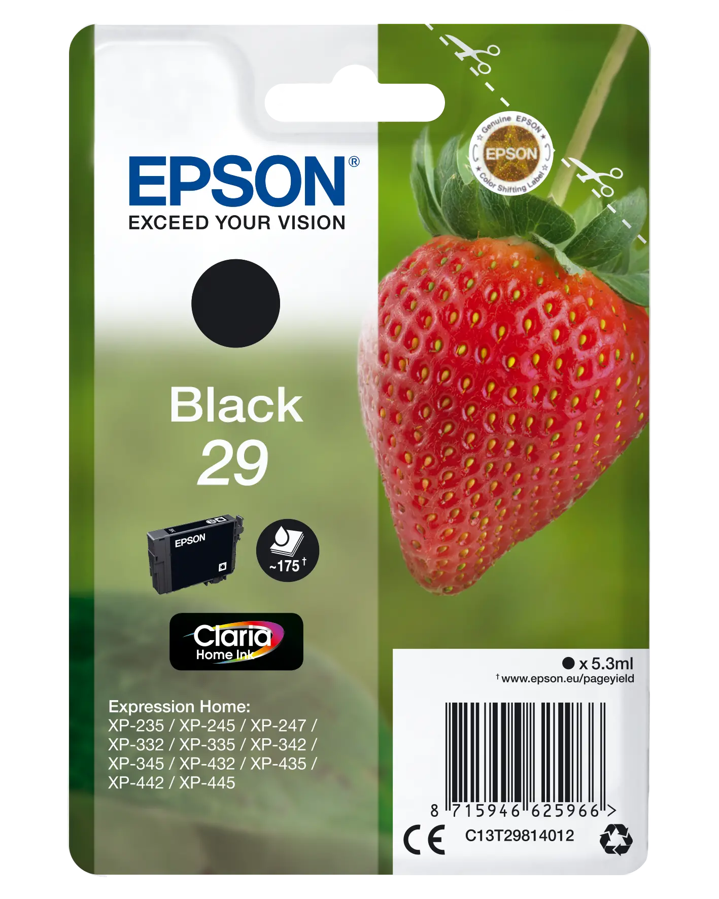 Глава за Epson Expression Home XP240/XP250/XP330/XP340/XP350/XP430/XP440/XP450 Series  - Ink - /29/ / C13T29814012 - Black - PN C13T29814012