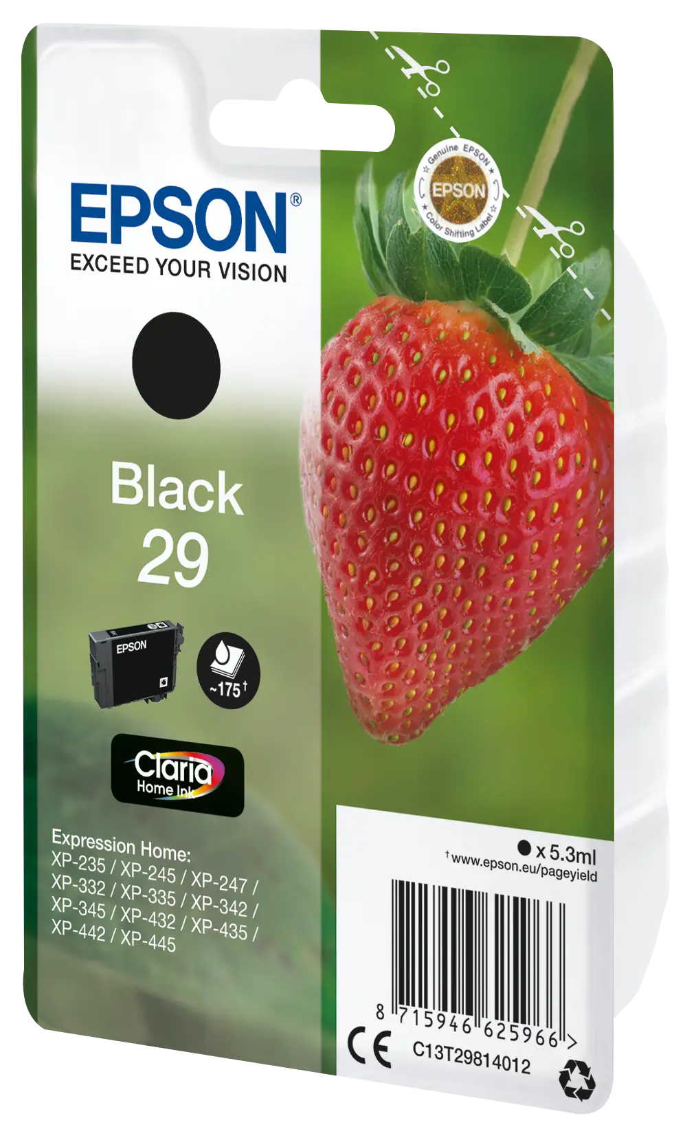 Глава за Epson Expression Home XP240/XP250/XP330/XP340/XP350/XP430/XP440/XP450 Series  - Ink - /29/ / C13T29814012 - Black - PN C13T29814012 - image 1