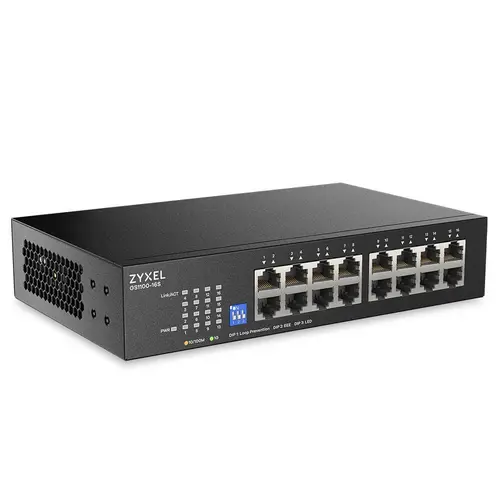 Комутатор, ZyXEL GS1100-16S 16 port Gigabit - DIP selector Unmanaged Switch - image 3