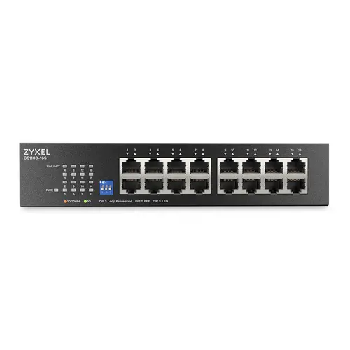 Комутатор, ZyXEL GS1100-16S 16 port Gigabit - DIP selector Unmanaged Switch