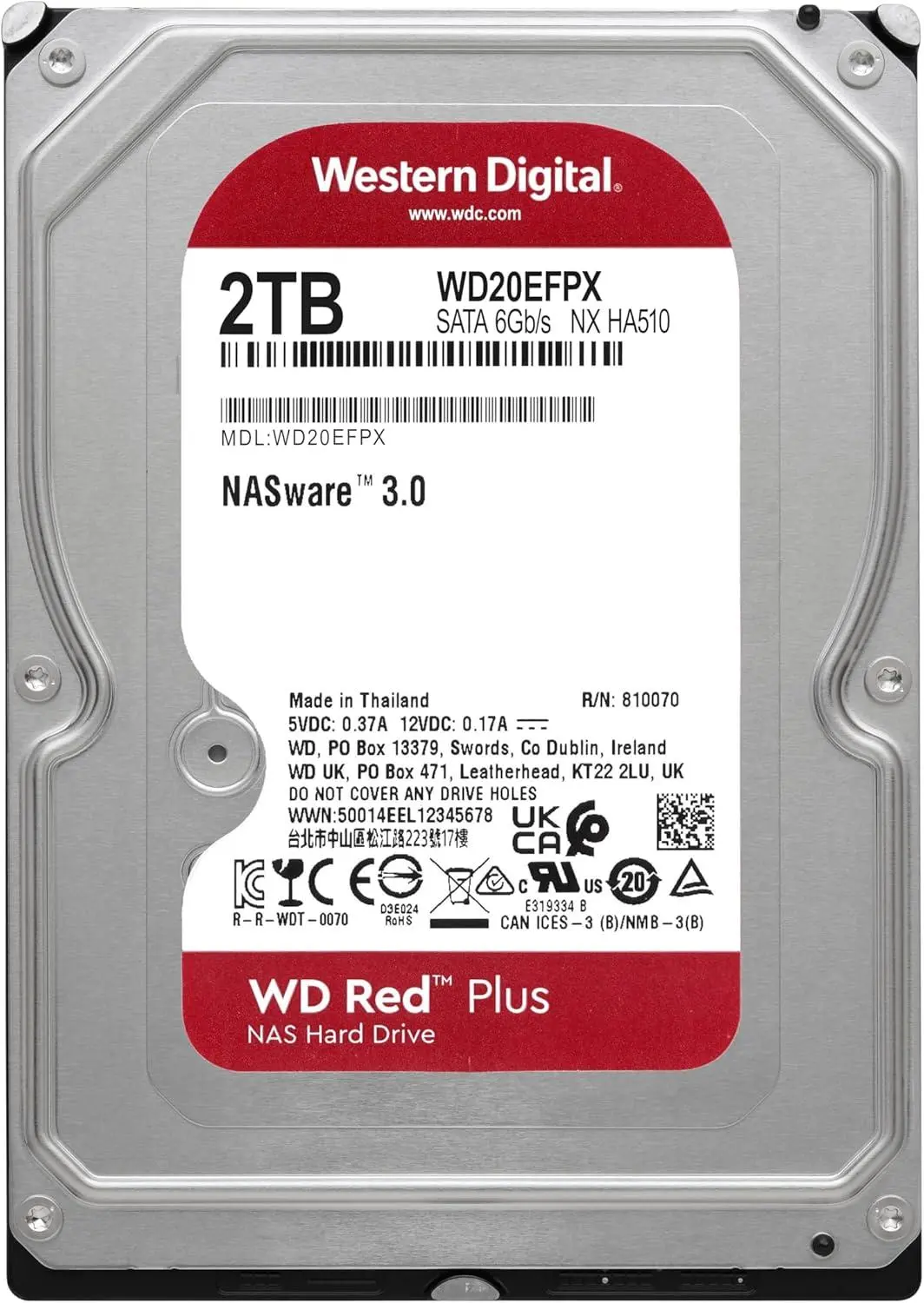Хард диск WD Red PLUS NAS, 2TB, 5400rpm, 64MB, SATA 3