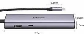 UGREEN 7-в-1 USB-C хъб, HDMI (4K@30Hz), 2х USB-A 3.0, SD/TF, Gigabit RJ45, PD до 100W - 1
