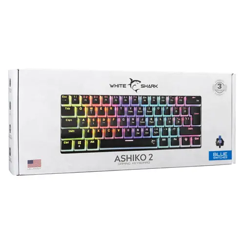 White Shark геймърска механична клавиатура Gaming Mechanical Keyboard ASHIKO 2 - Blue Switches (English US), Black - 7
