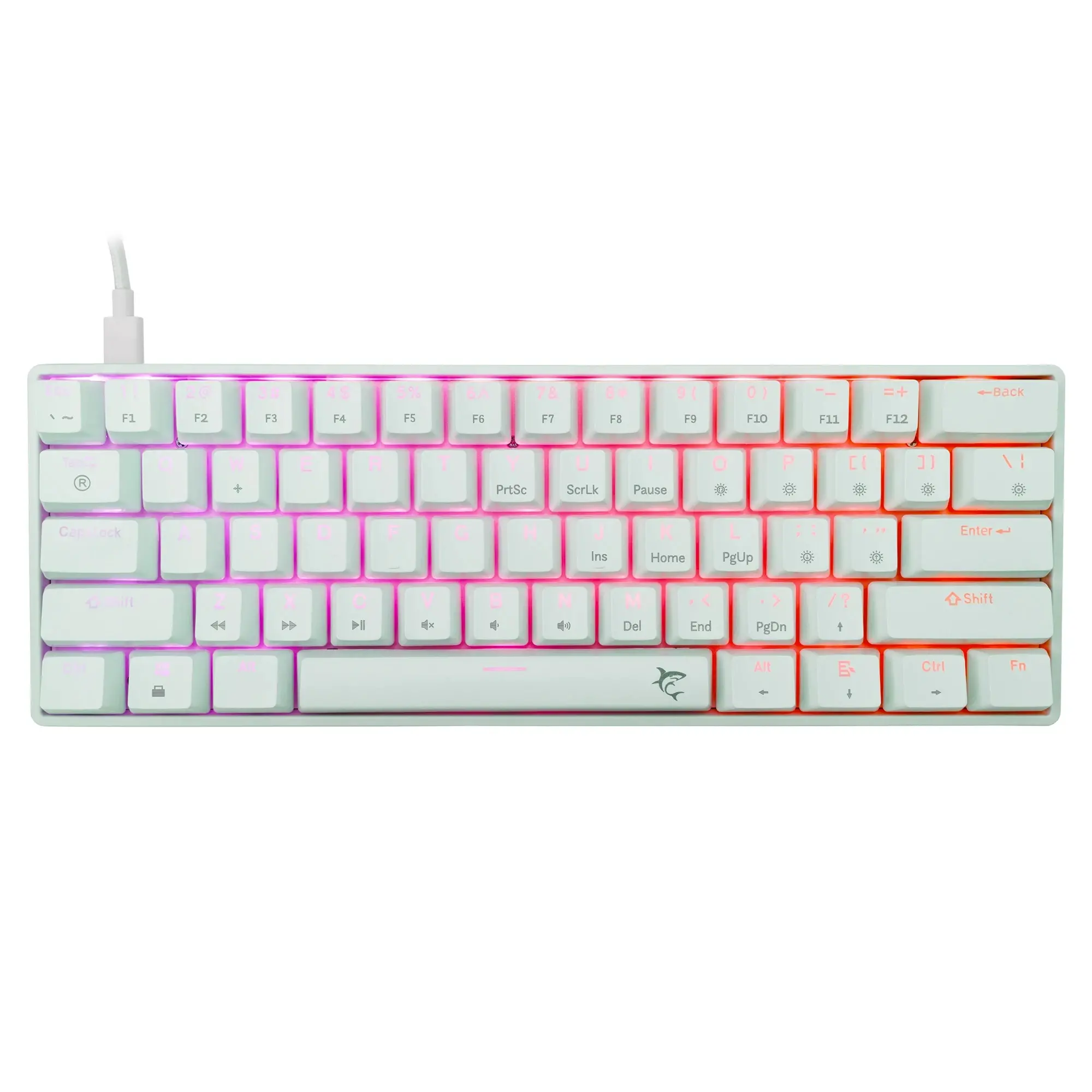 White Shark геймърска механична клавиатура Gaming Mechanical Keyboard SHINOBI 2 - YUSYA 5P Red Switches (English US), White - image 1