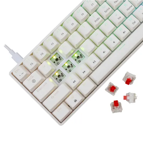 White Shark геймърска механична клавиатура Gaming Mechanical Keyboard SHINOBI 2 - YUSYA 5P Red Switches (English US), White - 5
