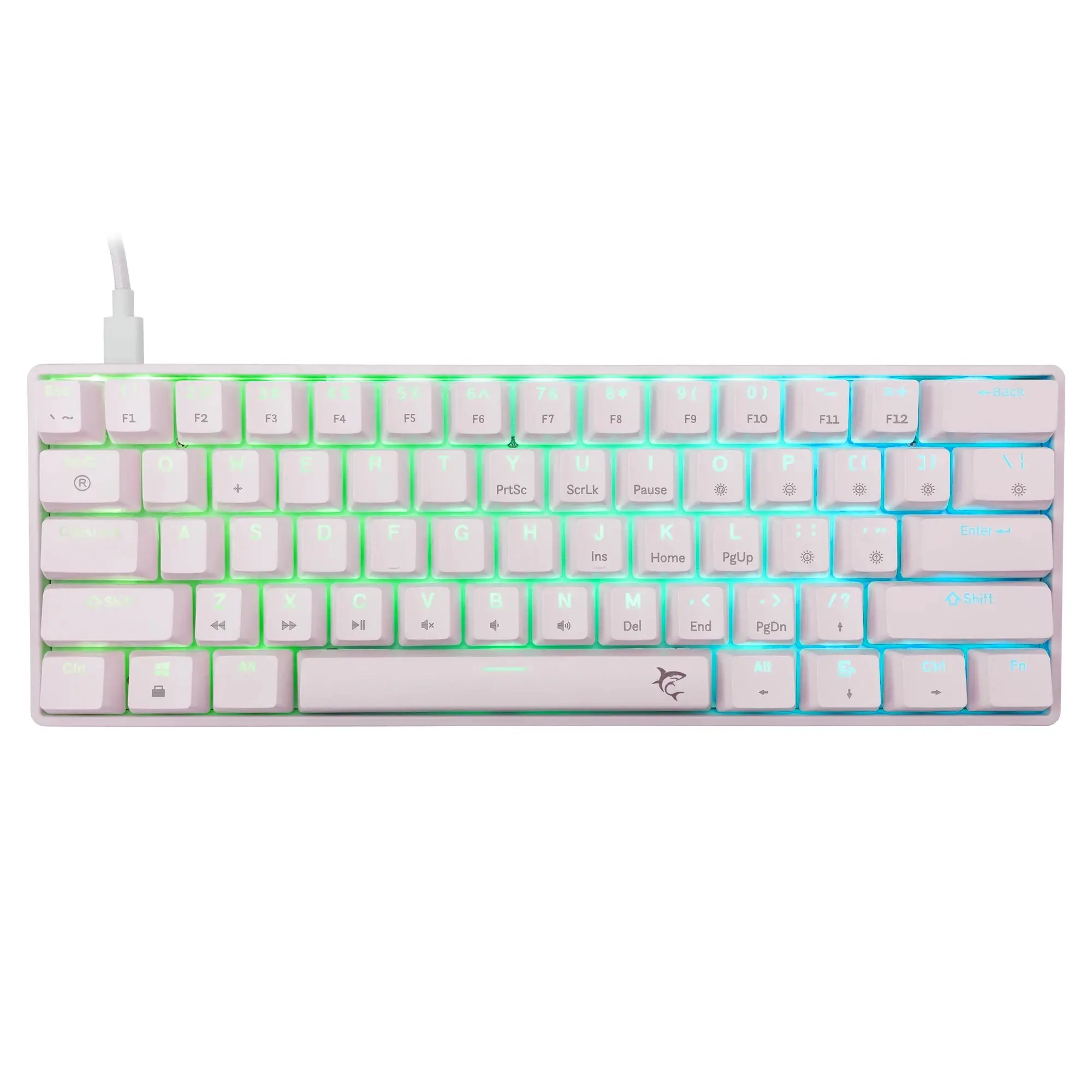 White Shark геймърска механична клавиатура Gaming Mechanical Keyboard SHINOBI 2 - YUSYA 5P Blue Switches (English US), White - image 1