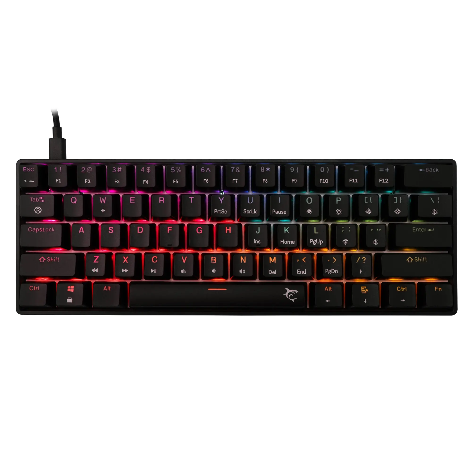 White Shark геймърска механична клавиатура Gaming Mechanical Keyboard SHINOBI 2 - YUSYA 5P Red Switches (English US), Black