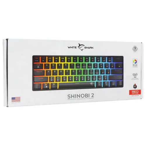 White Shark геймърска механична клавиатура Gaming Mechanical Keyboard SHINOBI 2 - YUSYA 5P Red Switches (English US), Black - 12