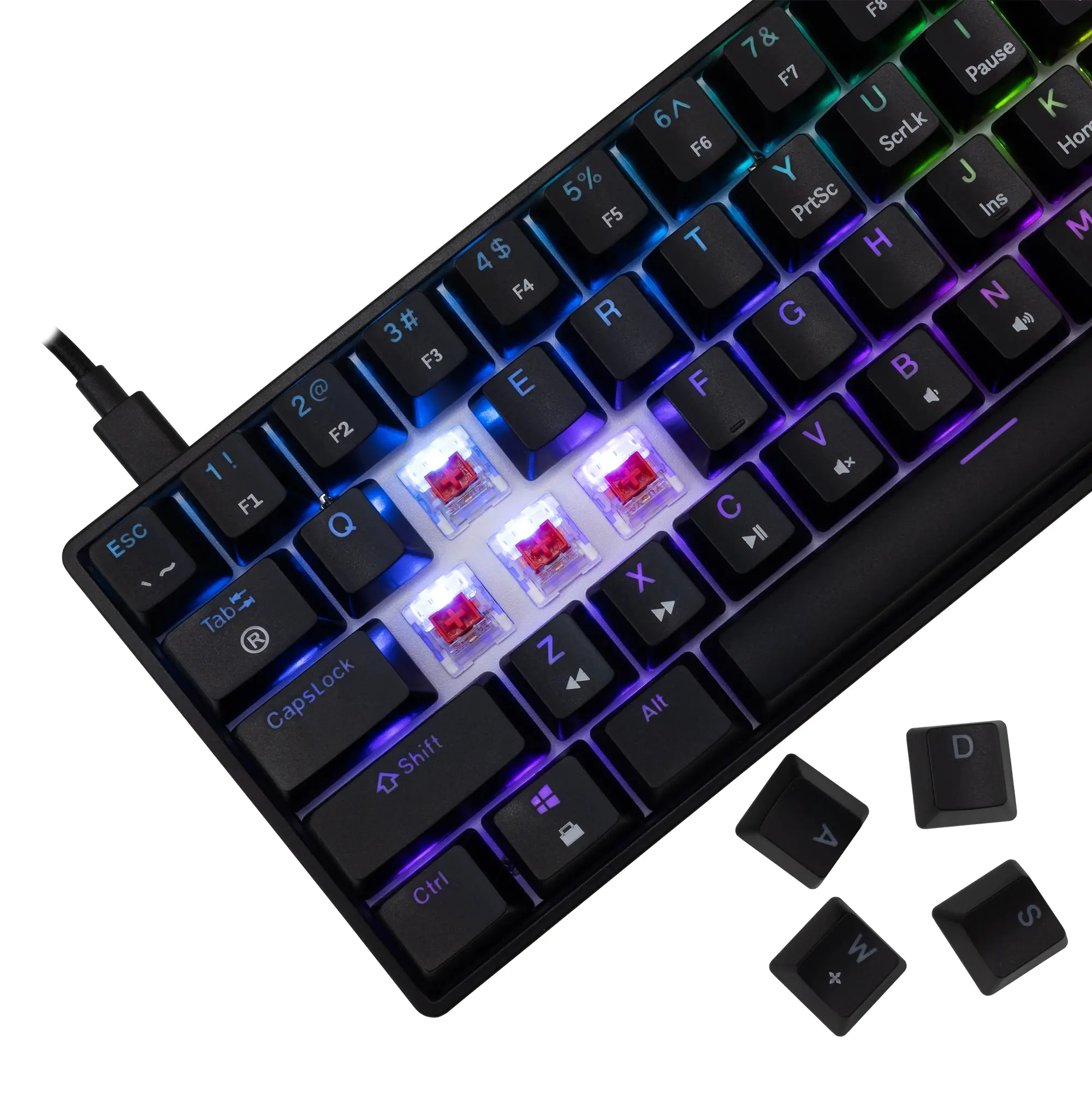 White Shark геймърска механична клавиатура Gaming Mechanical Keyboard SHINOBI 2 - YUSYA 5P Red Switches (English US), Black - image 2