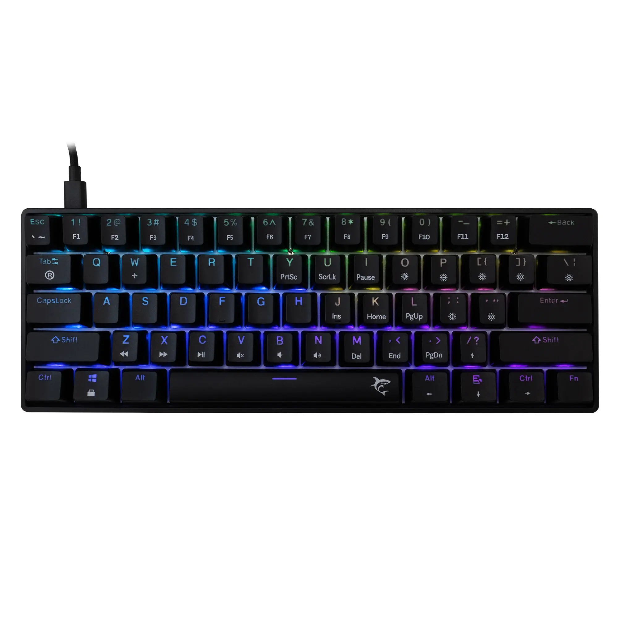 White Shark геймърска механична клавиатура Gaming Mechanical Keyboard SHINOBI 2 - YUSYA 5P Blue Switches (English US), Black - image 1