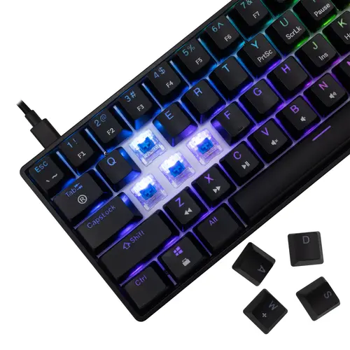 White Shark геймърска механична клавиатура Gaming Mechanical Keyboard SHINOBI 2 - YUSYA 5P Blue Switches (English US), Black - 4