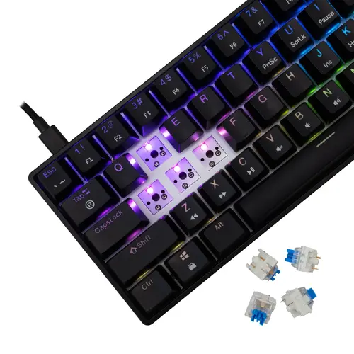 White Shark геймърска механична клавиатура Gaming Mechanical Keyboard SHINOBI 2 - YUSYA 5P Blue Switches (English US), Black - 5