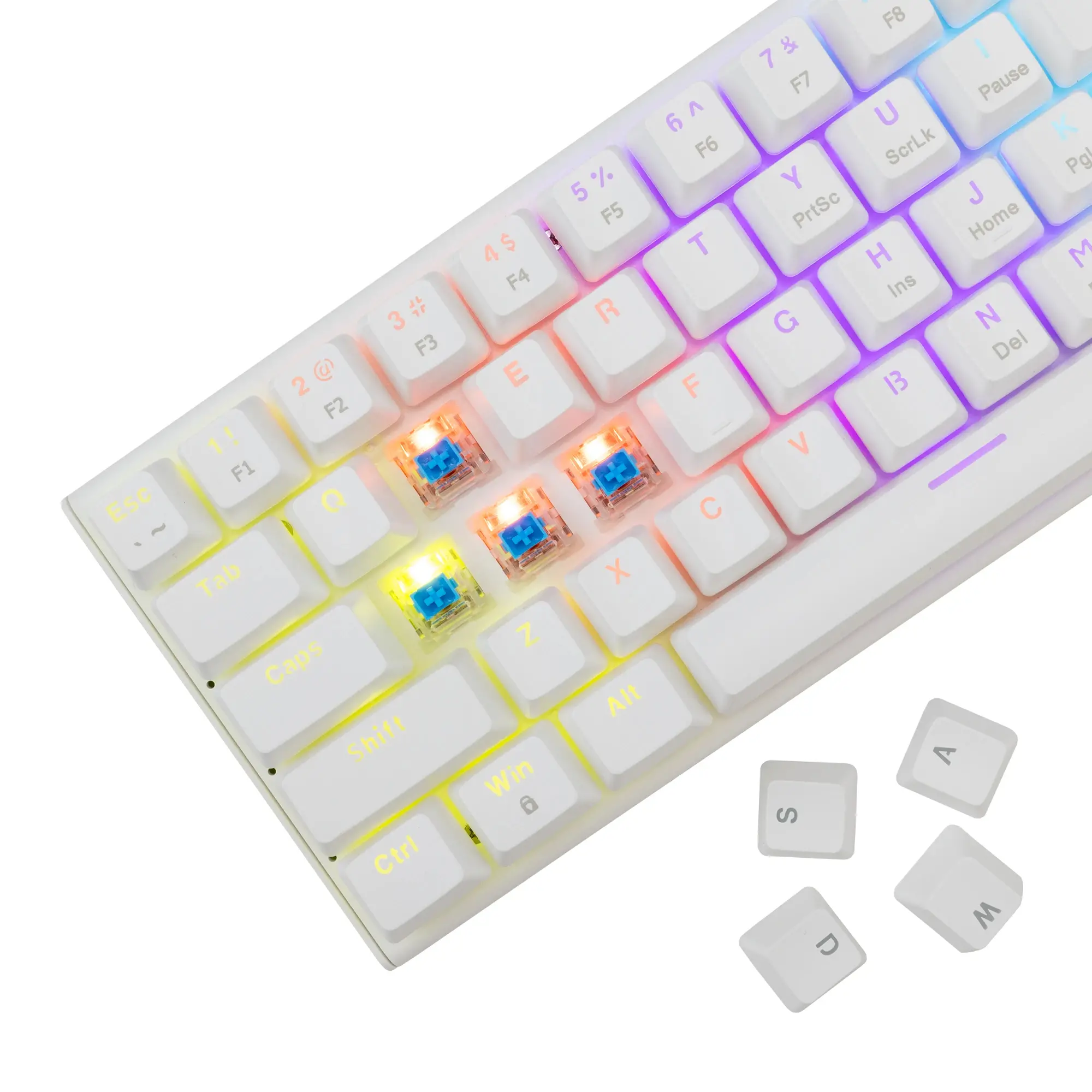 White Shark геймърска механична клавиатура Gaming Mechanical Keyboard WAKIZASHI 2 - Blue Switches (English US), White - image 2