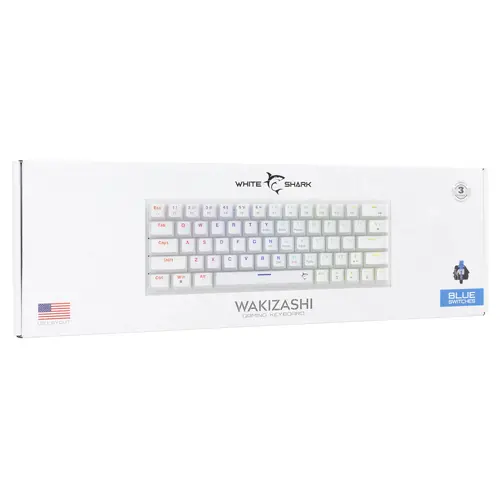 White Shark геймърска механична клавиатура Gaming Mechanical Keyboard WAKIZASHI 2 - Blue Switches (English US), White - 7