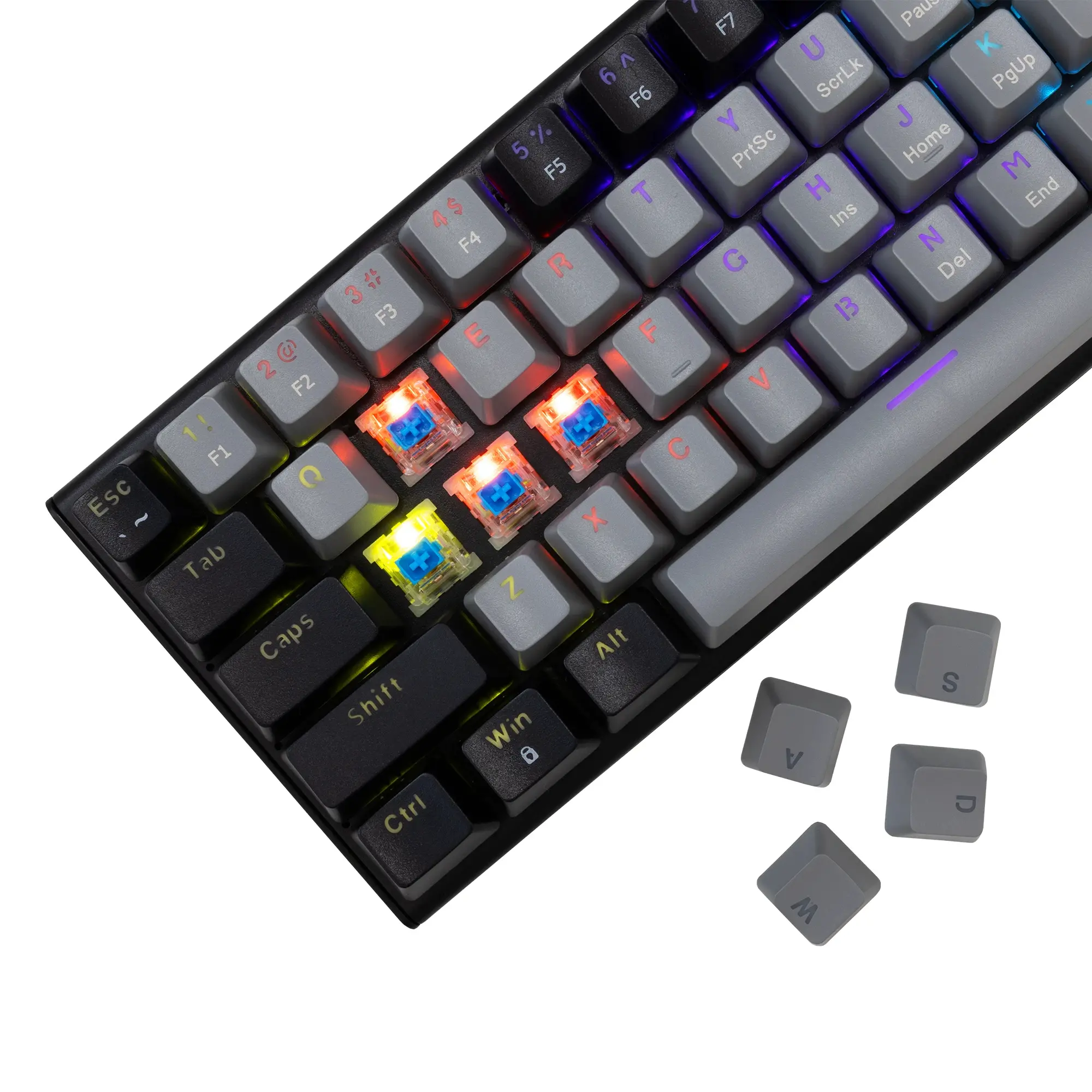 White Shark геймърска механична клавиатура Gaming Mechanical Keyboard WAKIZASHI 2 - Blue Switches (English US), Gray, Black - image 1