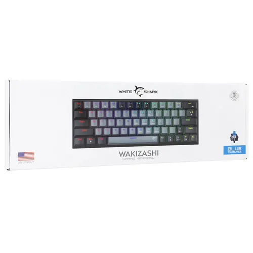 White Shark геймърска механична клавиатура Gaming Mechanical Keyboard WAKIZASHI 2 - Blue Switches (English US), Gray, Black - 6