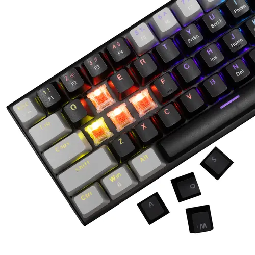 White Shark геймърска механична клавиатура Gaming Mechanical Keyboard WAKIZASHI 2 - Red Switches (English US), Black, Gray - 4