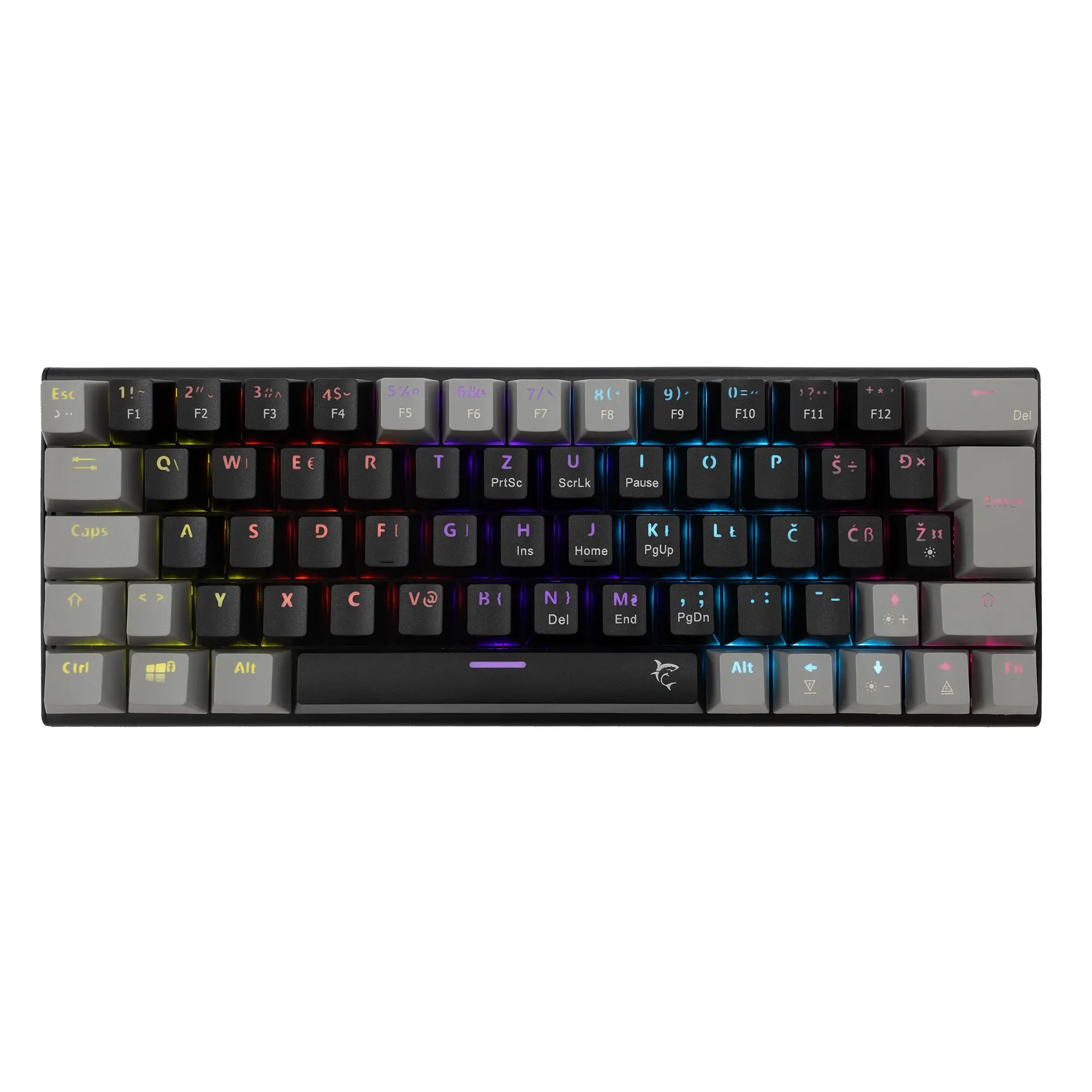 White Shark геймърска механична клавиатура Gaming Mechanical Keyboard WAKIZASHI 2 - Blue Switches (English US), Black, Gray