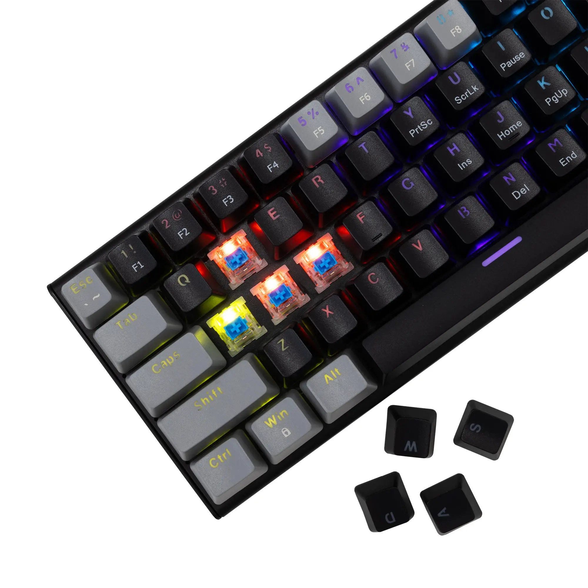 White Shark геймърска механична клавиатура Gaming Mechanical Keyboard WAKIZASHI 2 - Blue Switches (English US), Black, Gray - image 1