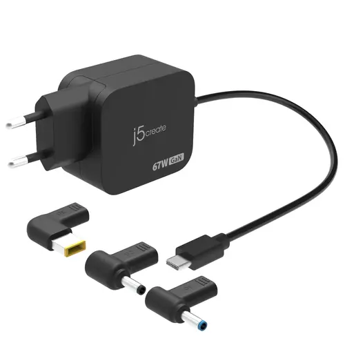 j5create Зарядно 67W GaN PD USB-C® Mini Charger с 4.5 mm 3 вида DC конвертора - image 1