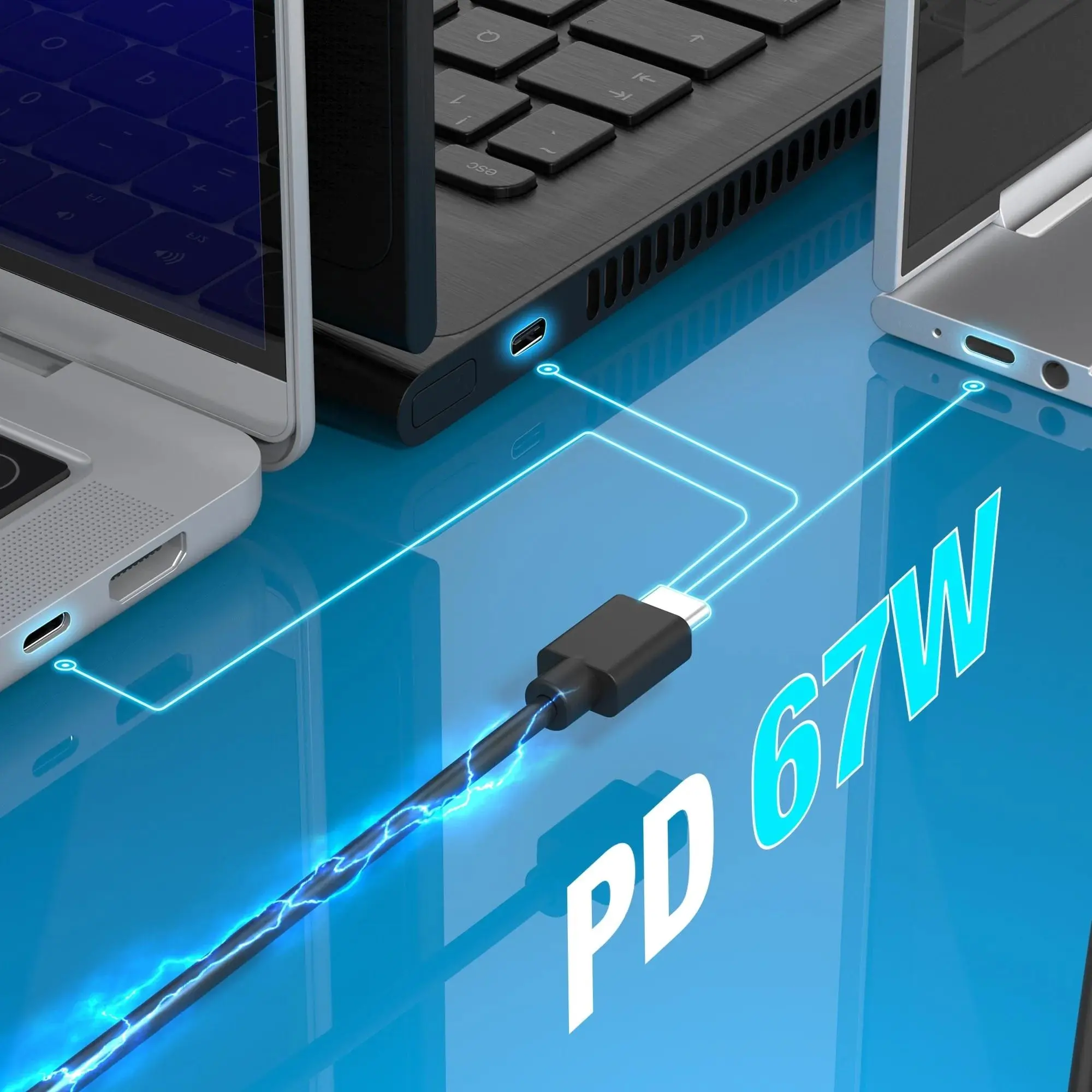 j5create Зарядно 67W GaN PD USB-C® Mini Charger с 4.5 mm 3 вида DC конвертора - image 3