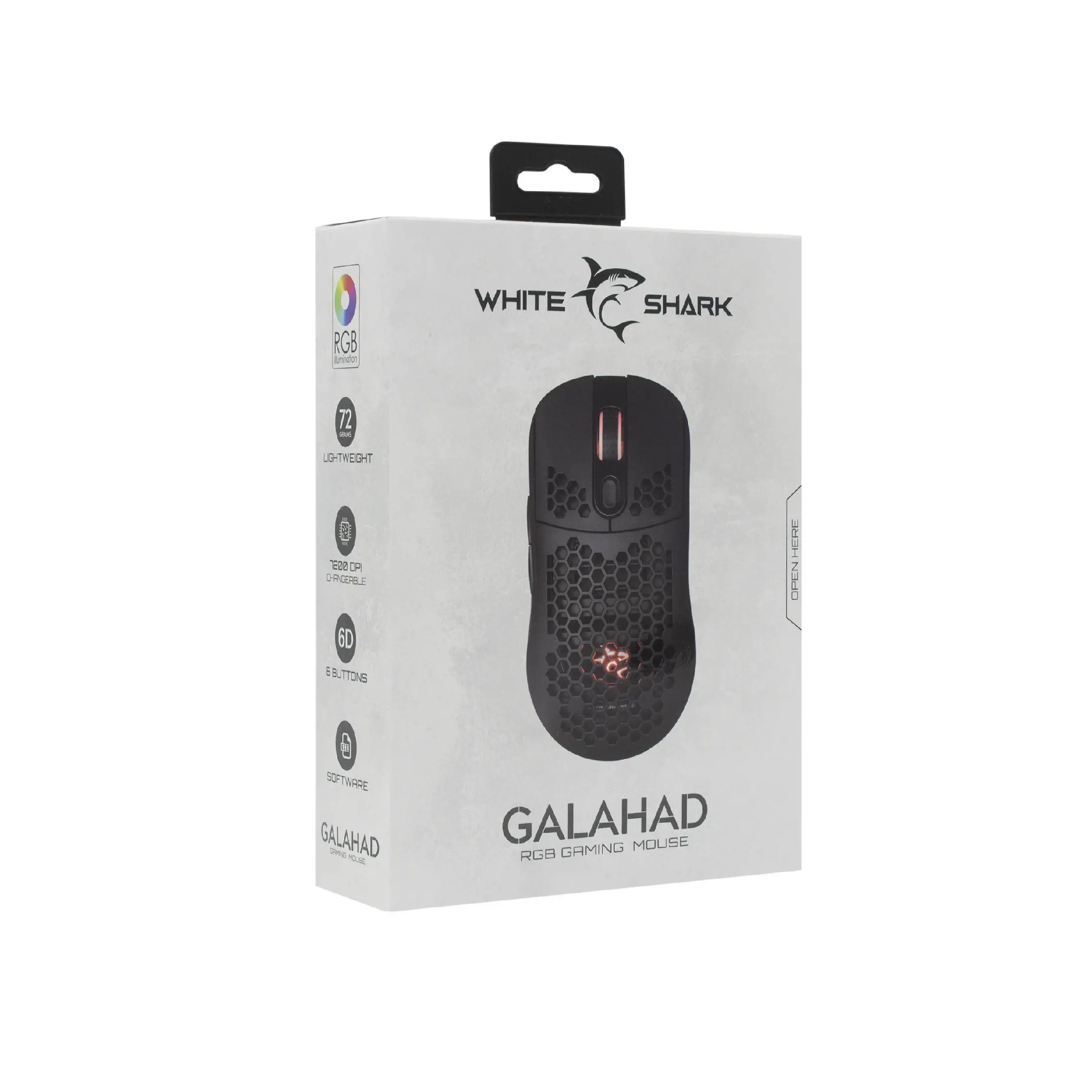 White Shark геймърска мишка Gaming Mouse GALAHAD - 7200dpi, 1000Hz, Black - image 7