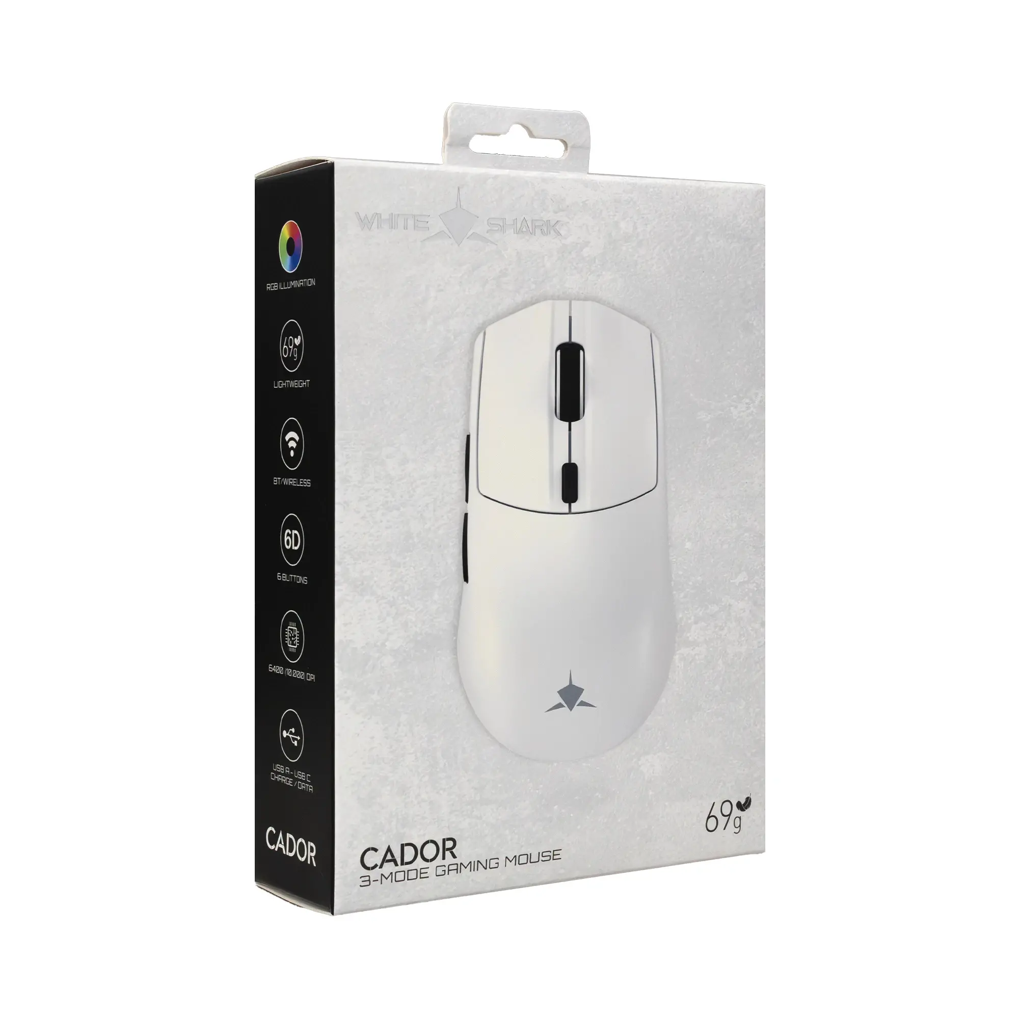 White Shark професионална геймърска мишка Wireless Gaming Mouse CADOR - 10000dpi, 1000Hz, Bluetooth, White - image 5