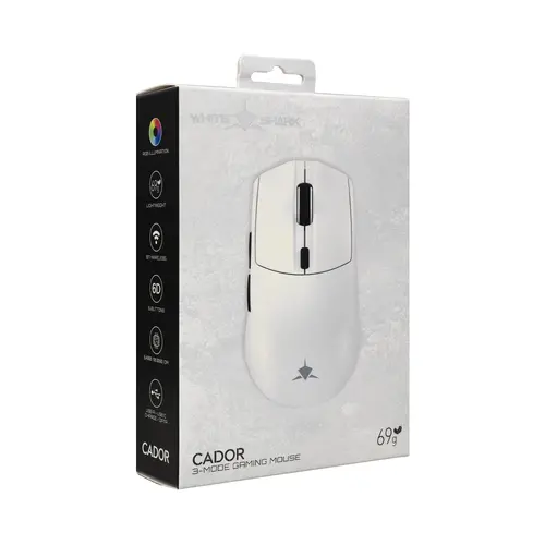 White Shark професионална геймърска мишка Wireless Gaming Mouse CADOR - 10000dpi, 1000Hz, Bluetooth, White - image 5