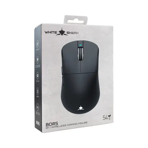 White Shark професионална геймърска мишка Wireless Gaming Mouse BORS - 12000dpi, 1000Hz, Bluetooth, Black - image 6