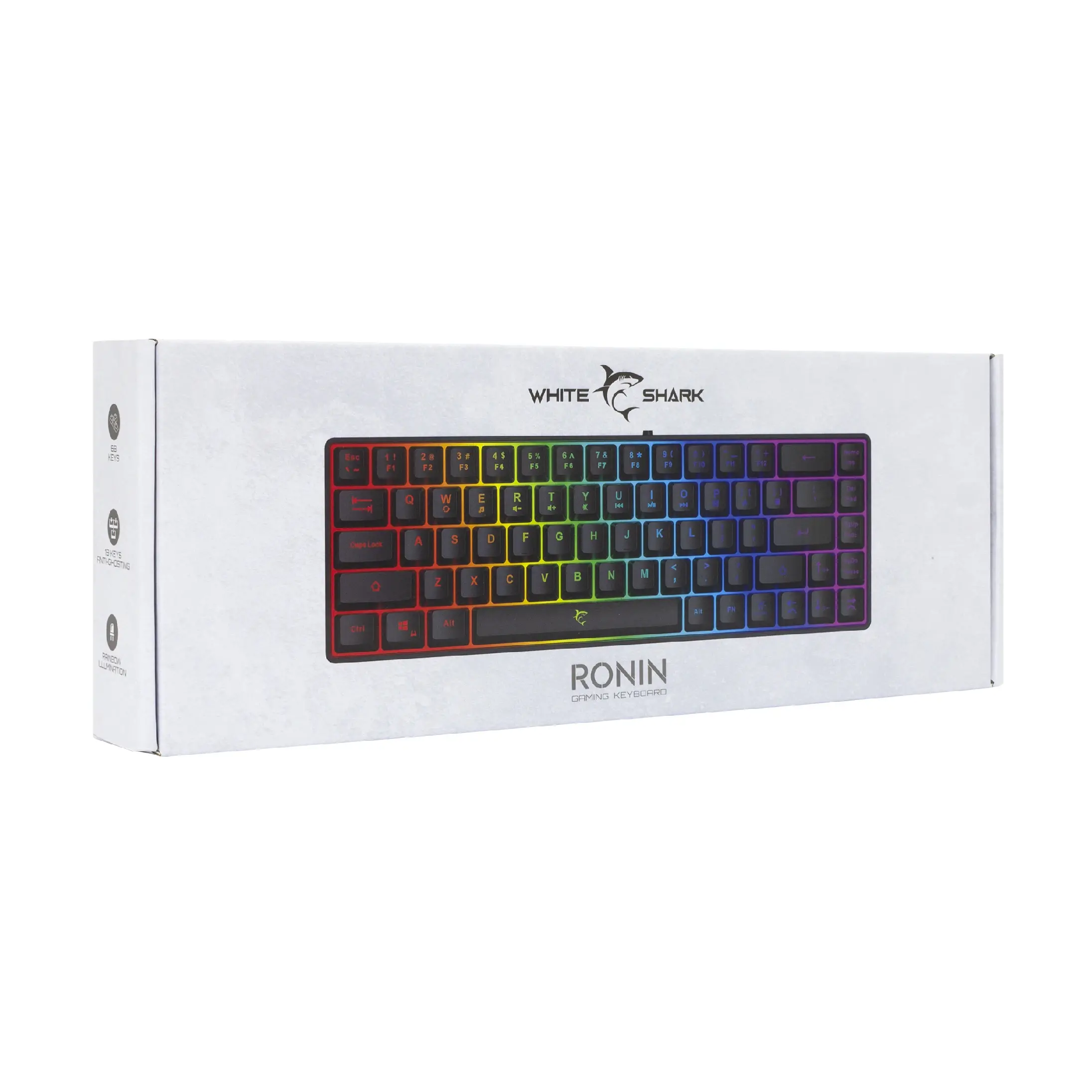 White Shark геймърска клавиатура Gaming Keyboard RONIN - Blue Switches (English US), Black - image 4