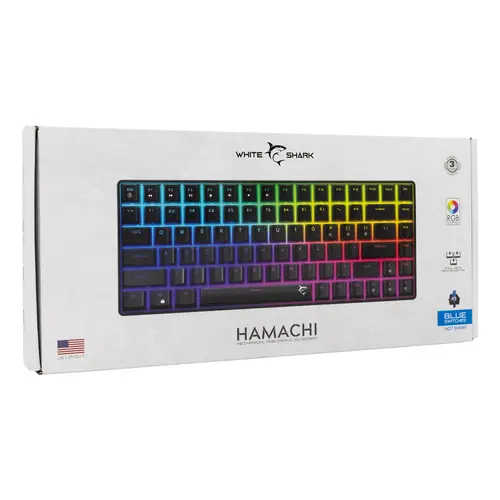 White Shark геймърска механична клавиатура Gaming Mechanical Keyboard HAMACHI - YUSYA 5P Blue Switches (English US), Black - image 11