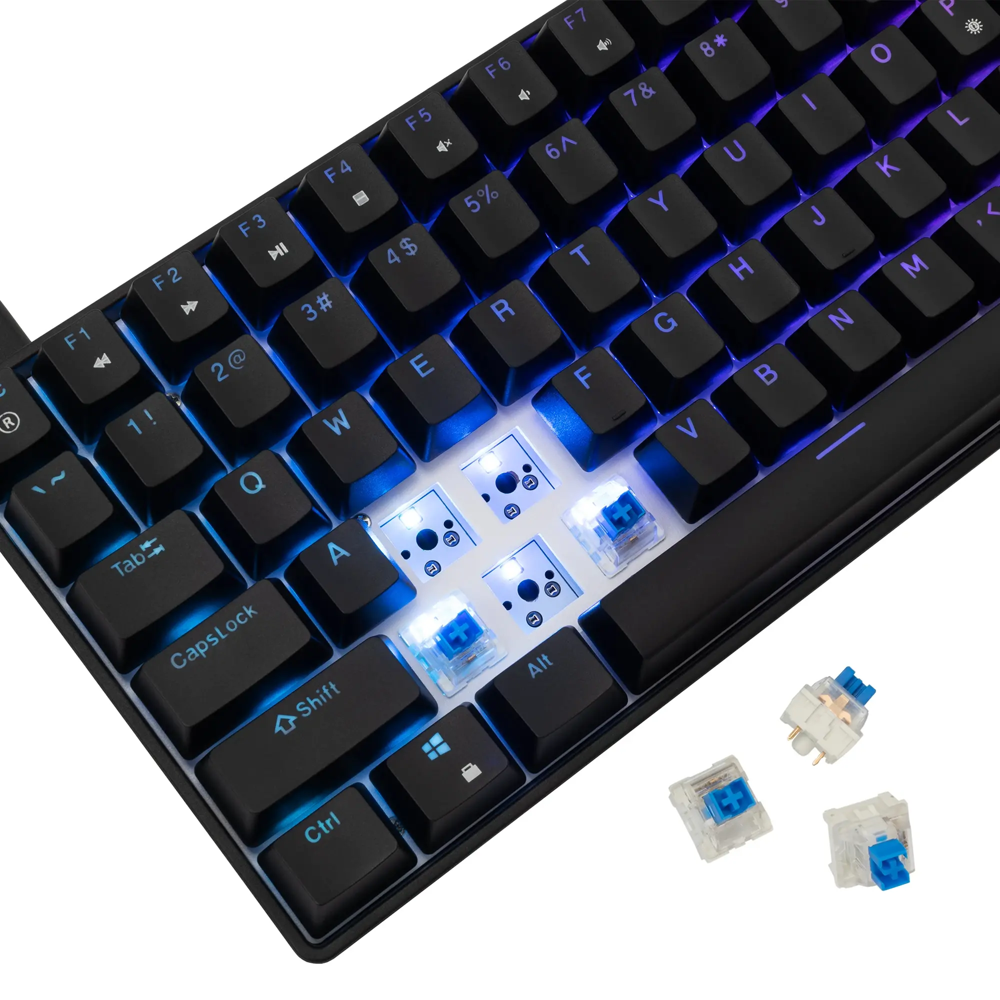 White Shark геймърска механична клавиатура Gaming Mechanical Keyboard HAMACHI - YUSYA 5P Blue Switches (English US), Black - image 5