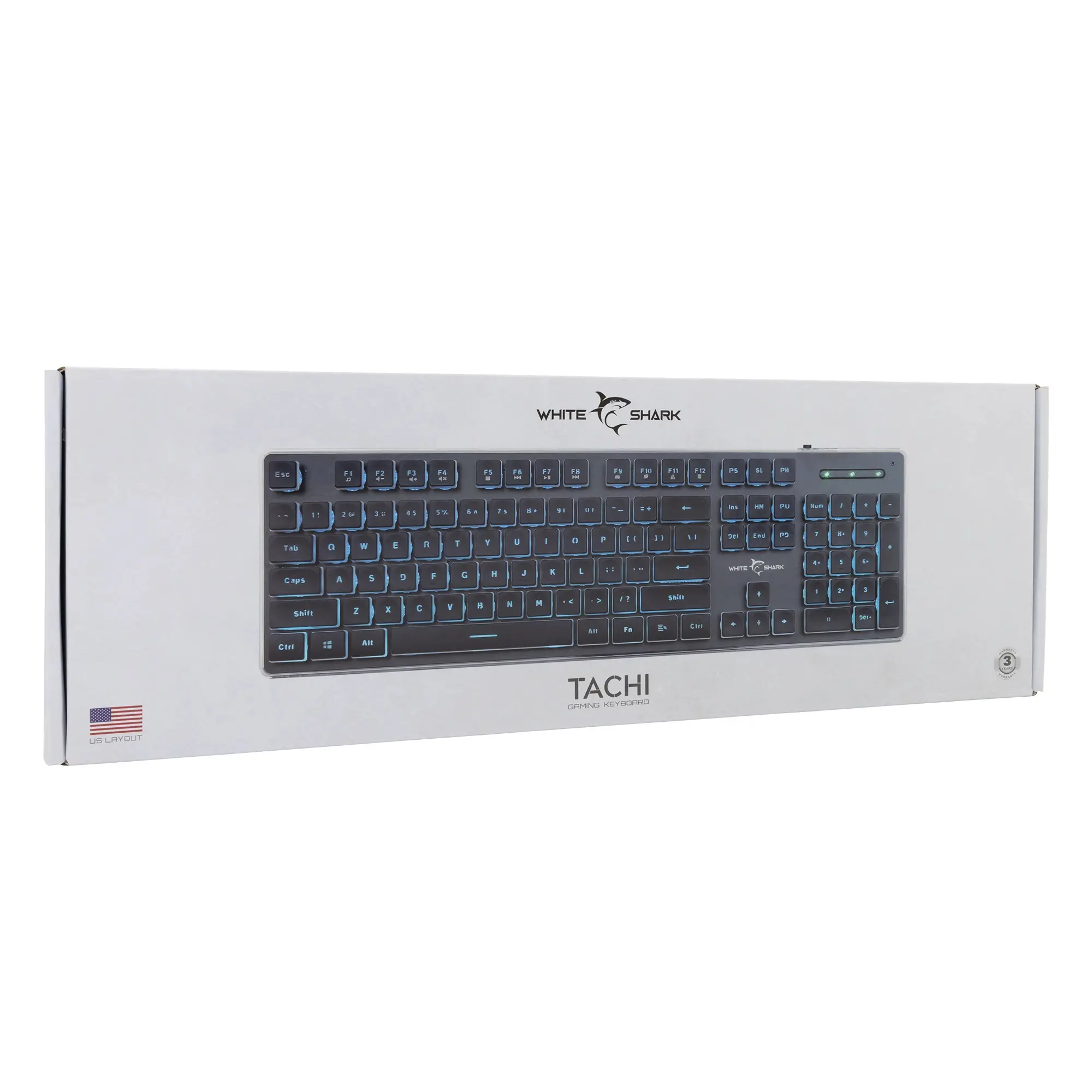 White Shark геймърска клавиатура Gaming Keyboard TACHI - Low-Profile (English US), Black - image 6