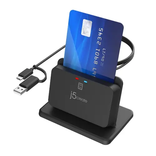 j5create JUR261-N USB Smart card/CAC reader картов четец със стойка - 2
