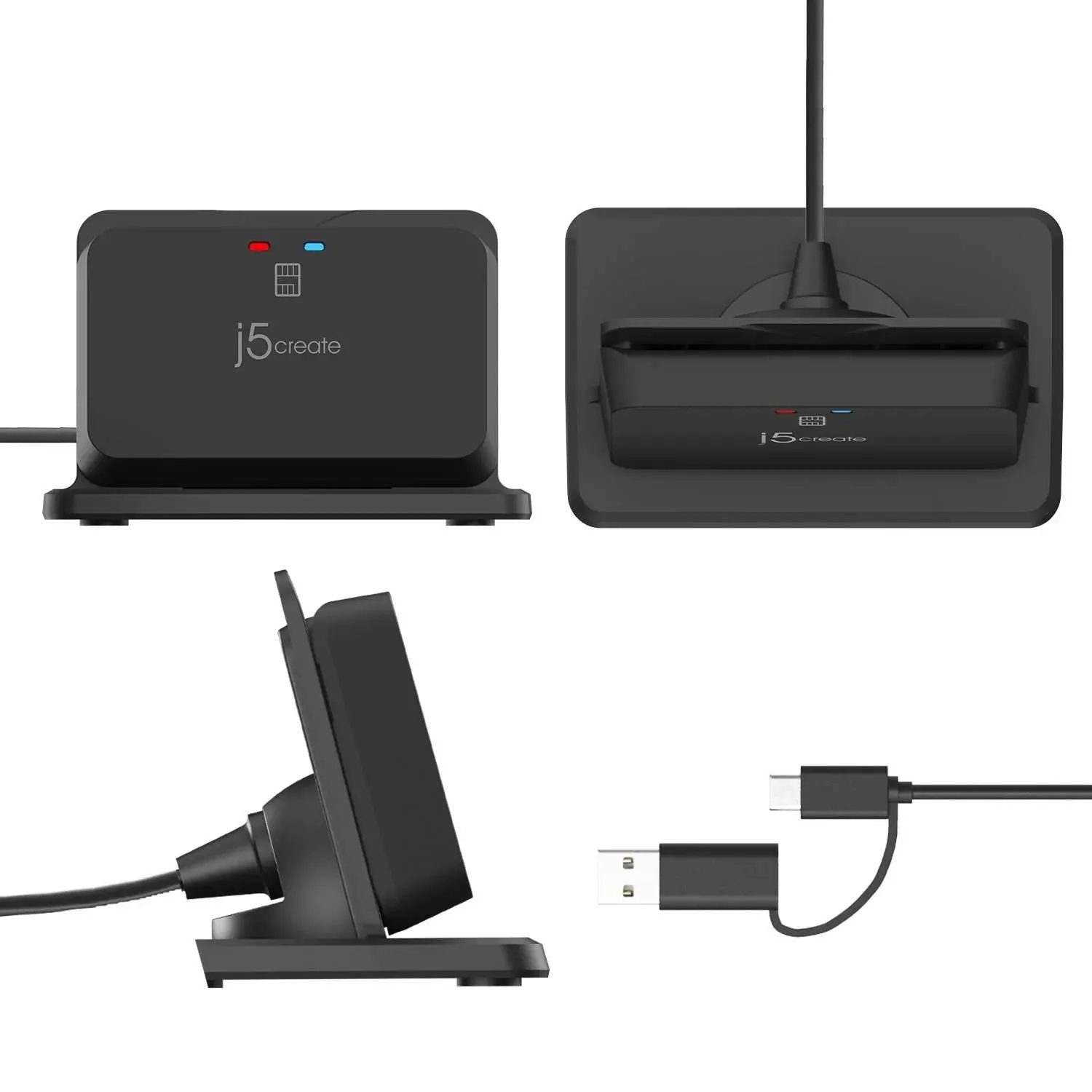 j5create JUR261-N USB Smart card/CAC reader картов четец със стойка - image 2
