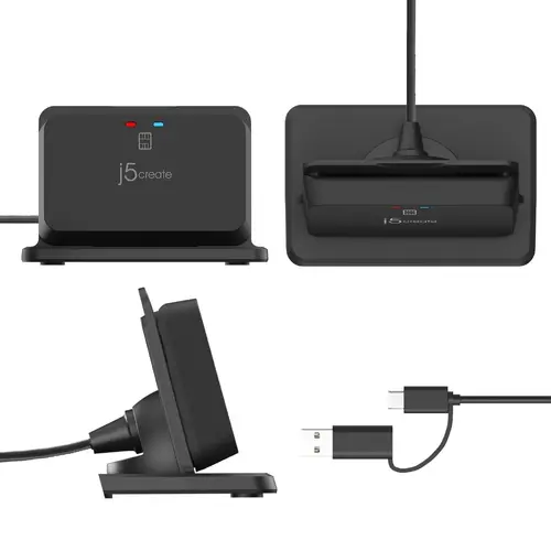 j5create JUR261-N USB Smart card/CAC reader картов четец със стойка - 3