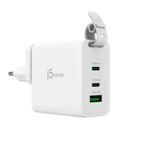 Мрежово зарядно j5create JUP3565CV 65W, 3 порта, USB-C, USB-A
