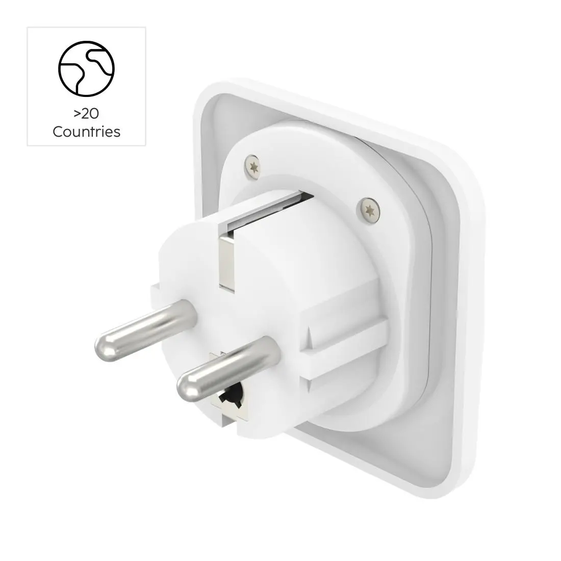 Travel Adapter тип E и F, 3-пинов, универсален, от цял свят към Европа, бял - image 5