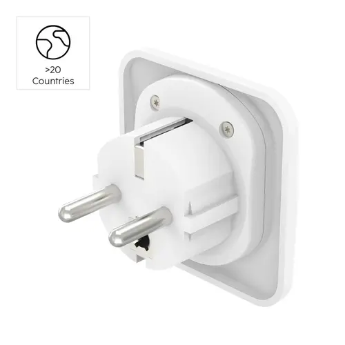 Travel Adapter тип E и F, 3-пинов, универсален, от цял ​​свят към Европа, бял - image 9