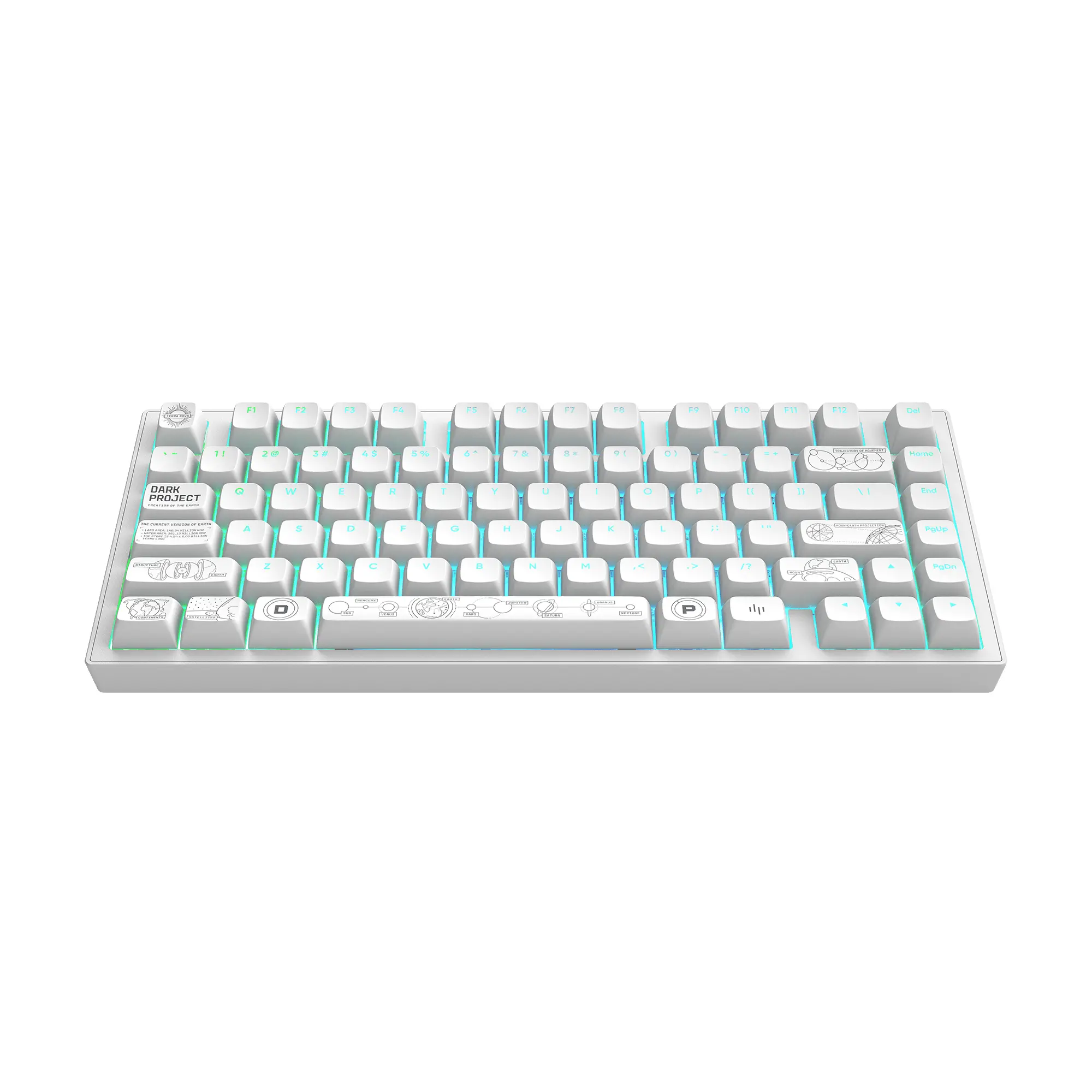 Геймърскa безжична клавиатура Dark Project ALU81A Terra Nova R2 White RGB - image 1