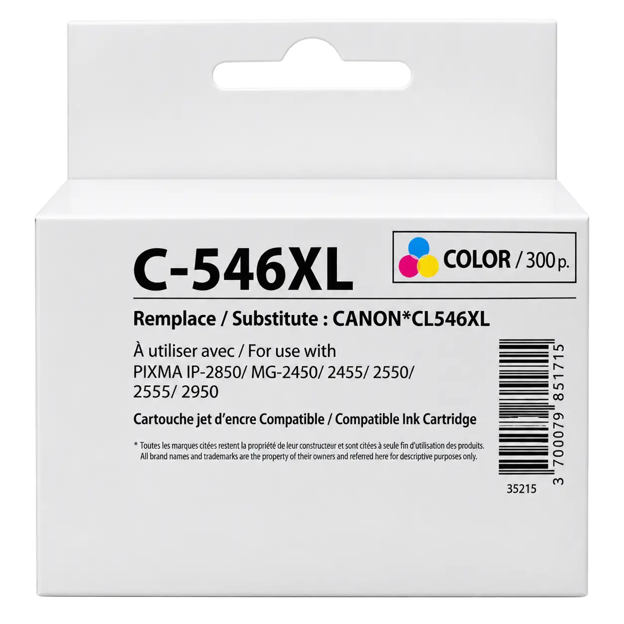 Мастилница CANON CL-546XL Color, Canon IP2850/ MG2450/MG2550/TS335x, 360k 15ml, Generink