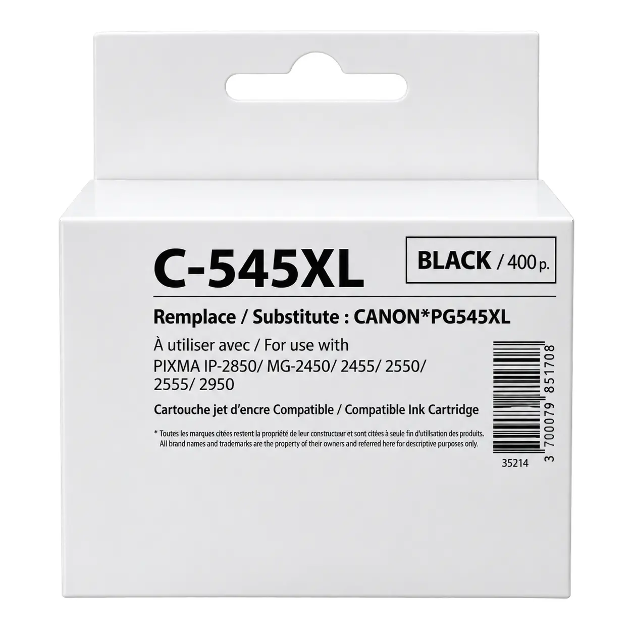 Мастилница CANON PG-545XL Black, Canon IP2850/ MG2450/MG2550/TS335x,  450k , Generink