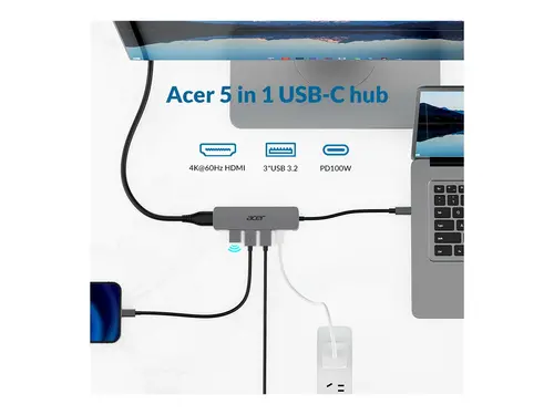 ACER 5in1 TYPE C DONGLE 3x USB 3.0 5Gbps 1x HDMI 4K 1x TYPE C 100W PD - image 4