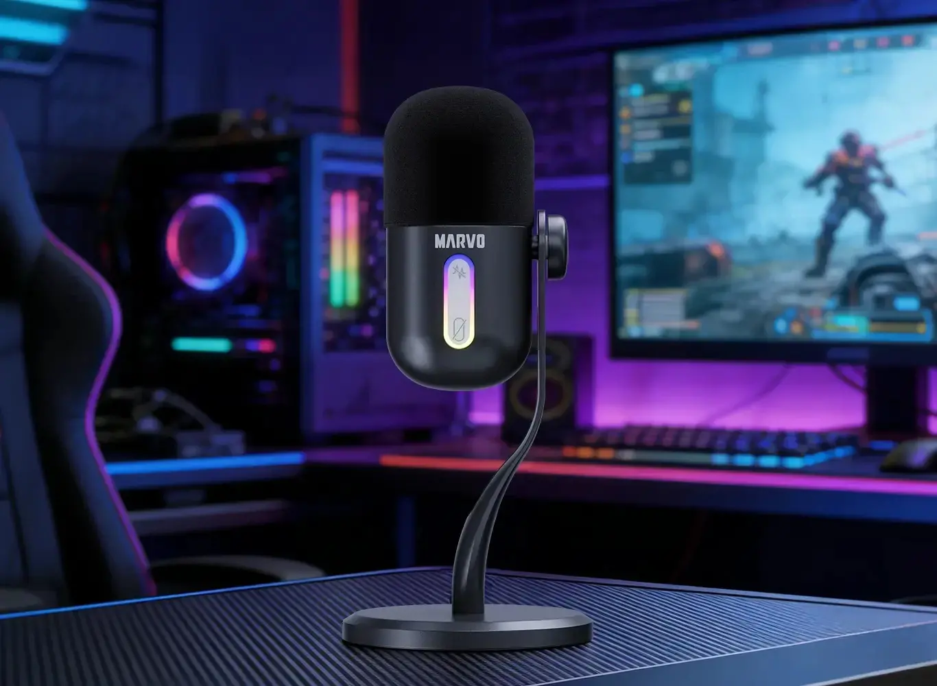 Marvo Геймърски микрофон Gaming USB Microphone - Blast 50 MIC-08 Black - USB, RGB - image 10